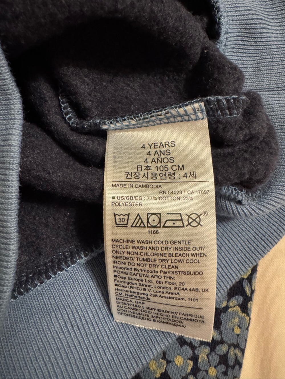 Baby GAP Blue Floral Toddler Sweater - Picture 4 of 4